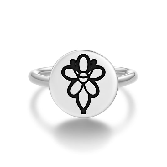 Valerian Flowers Symbols Adjustable Open Ring