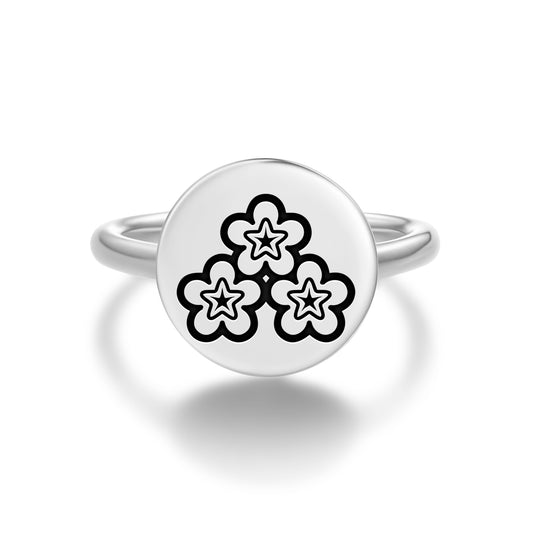 Heliotrope Flowers Symbols Adjustable Open Ring