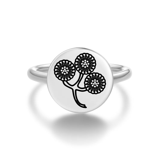 Tansy Flowers Symbols Adjustable Open Ring