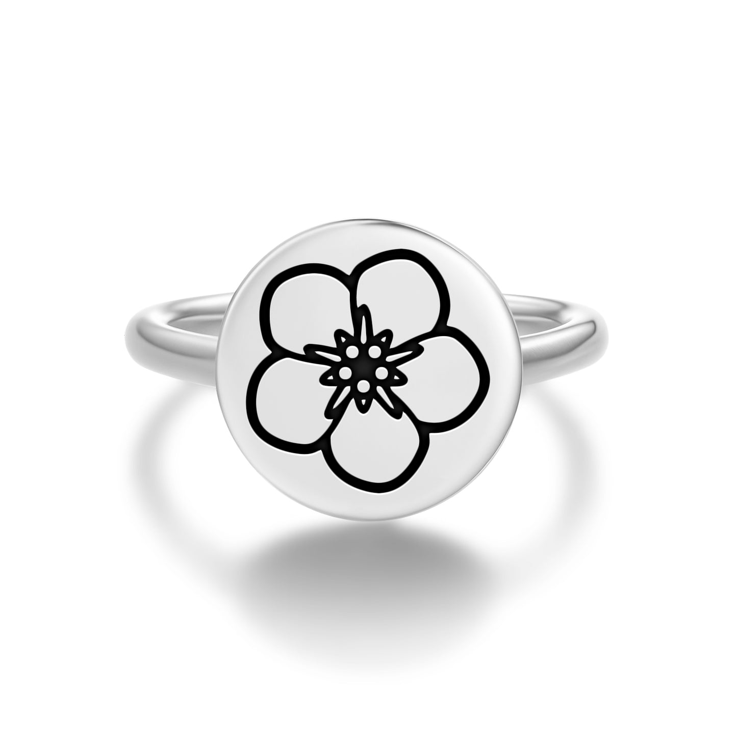 Forget Me Not Flowers Symbols Adjustable Open Ring