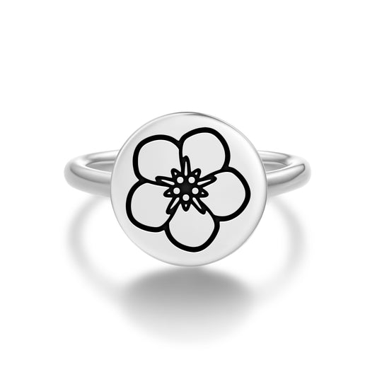 Forget Me Not Flowers Symbols Adjustable Open Ring