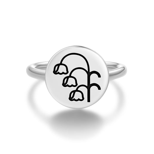 Lily of the Valley Flowers Symbols Adjustable Open Ring
