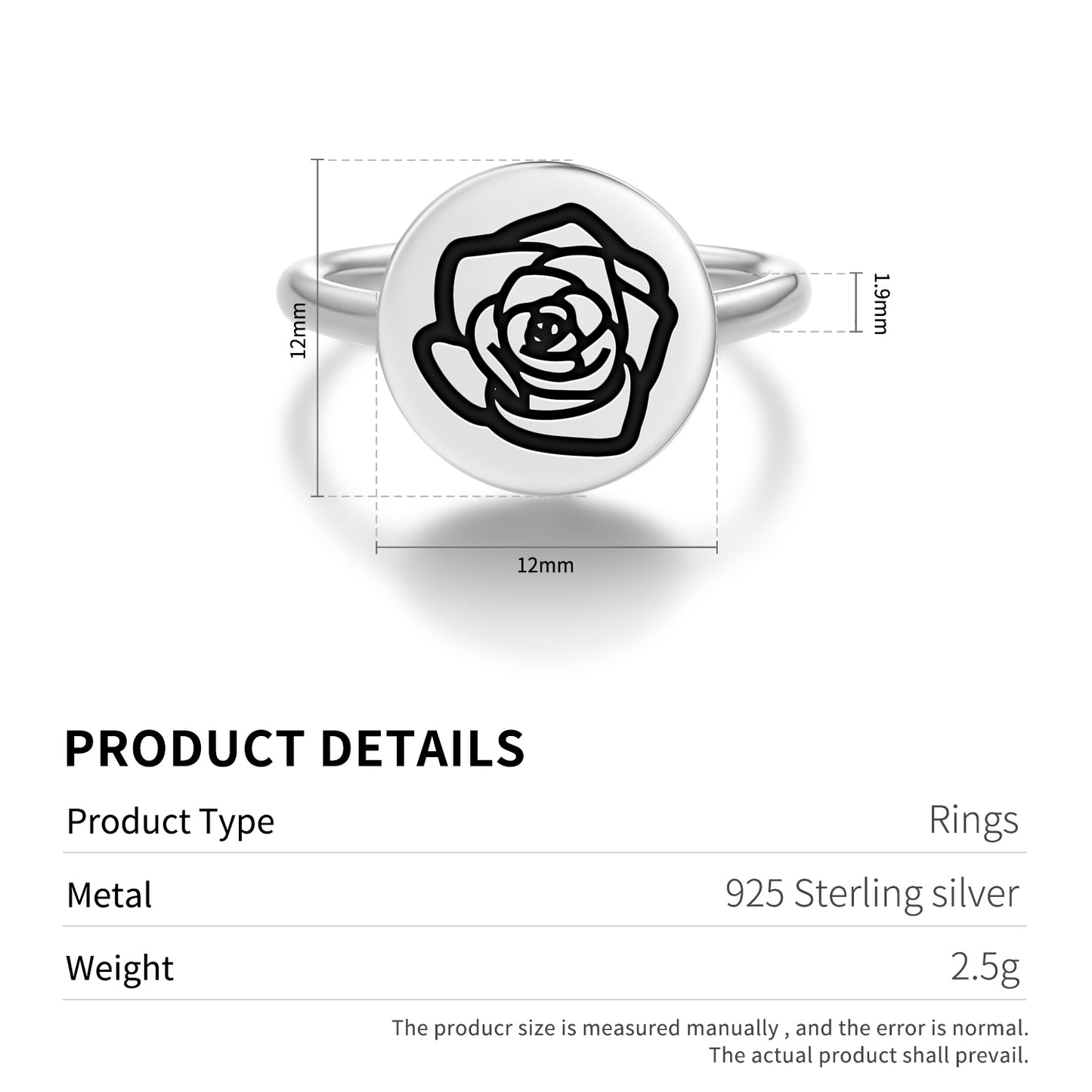Rose Flowers Symbols Adjustable Open Ring