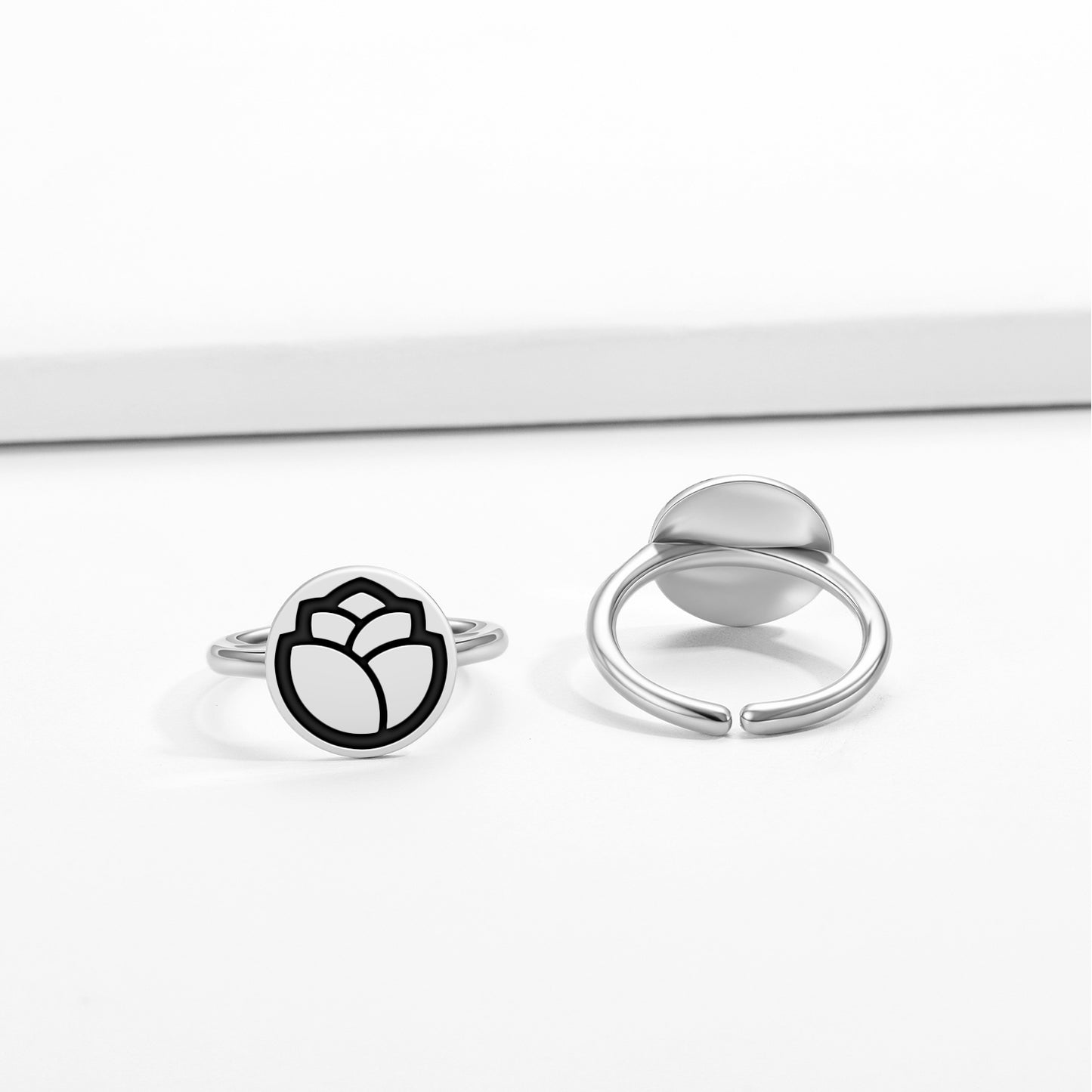 Tulip Flowers Symbols Adjustable Open Ring