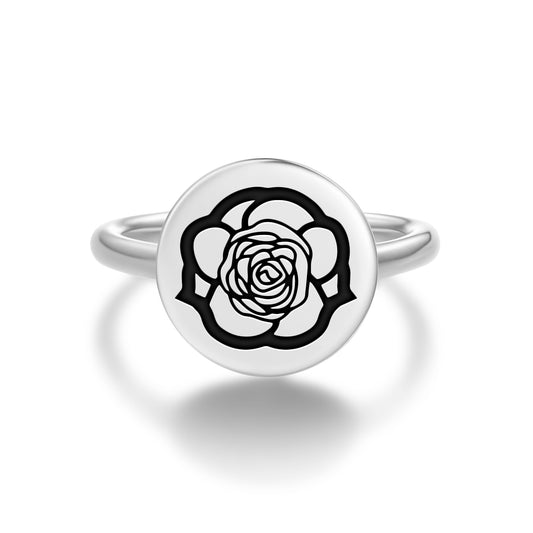 Carnation Flowers Symbols Adjustable Open Ring