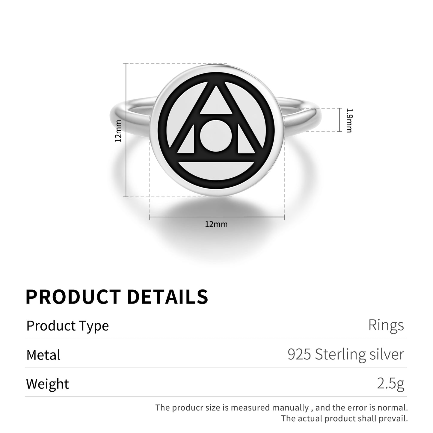 Philosopher's Stone Alchemy Symbols Adjustable Open Ring