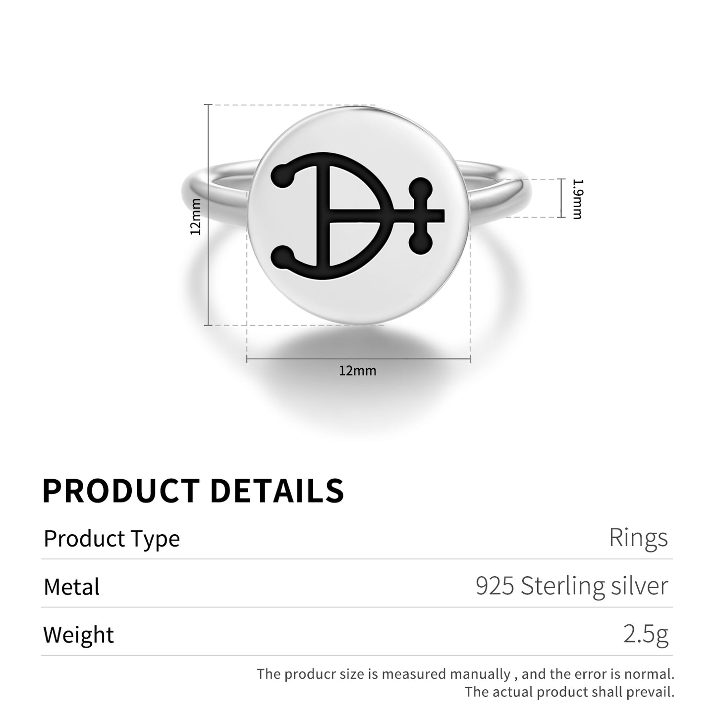 Magnesium Alchemy Symbols Adjustable Open Ring