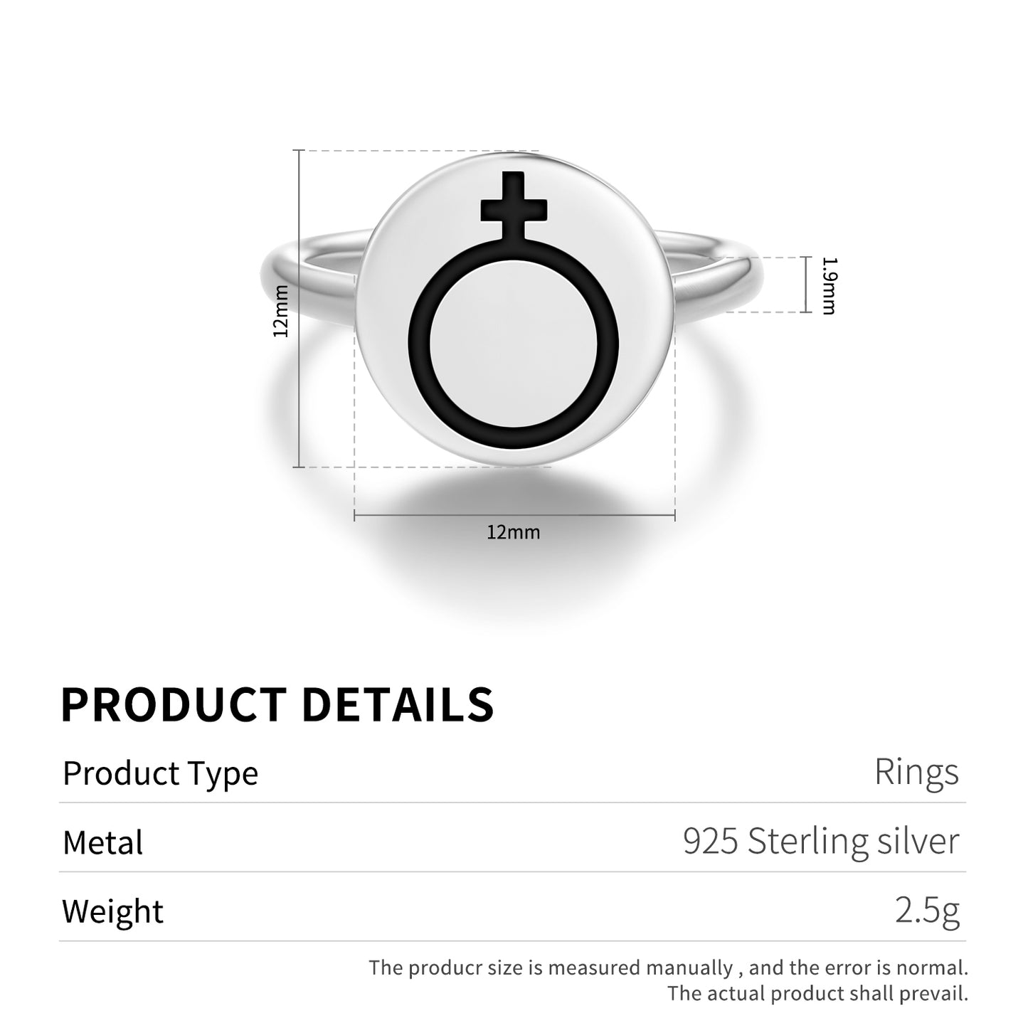 Antimony Alchemy Symbols Adjustable Open Ring