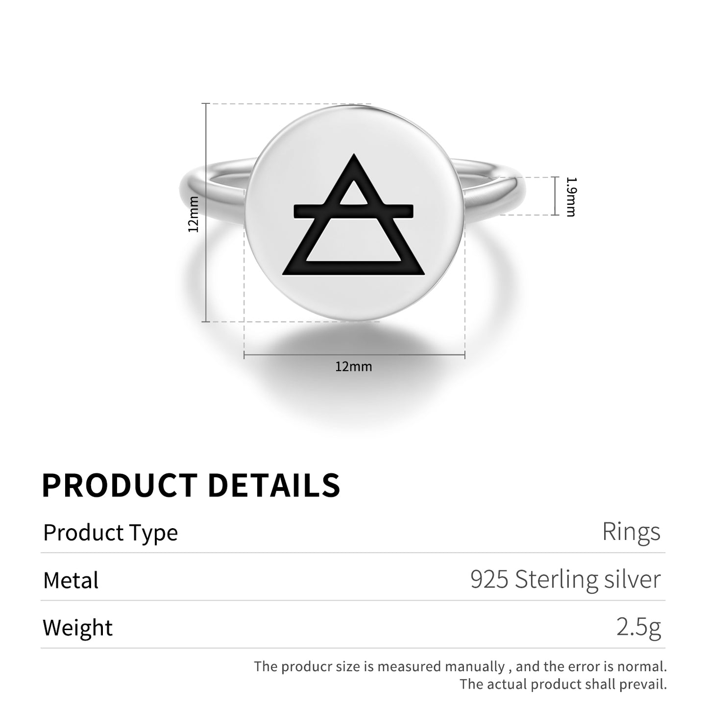 Air Alchemy Symbols Adjustable Open Ring