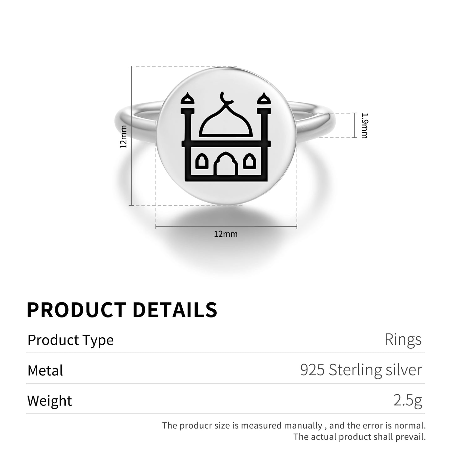 Mosque Islam Symbols Adjustable Open Ring