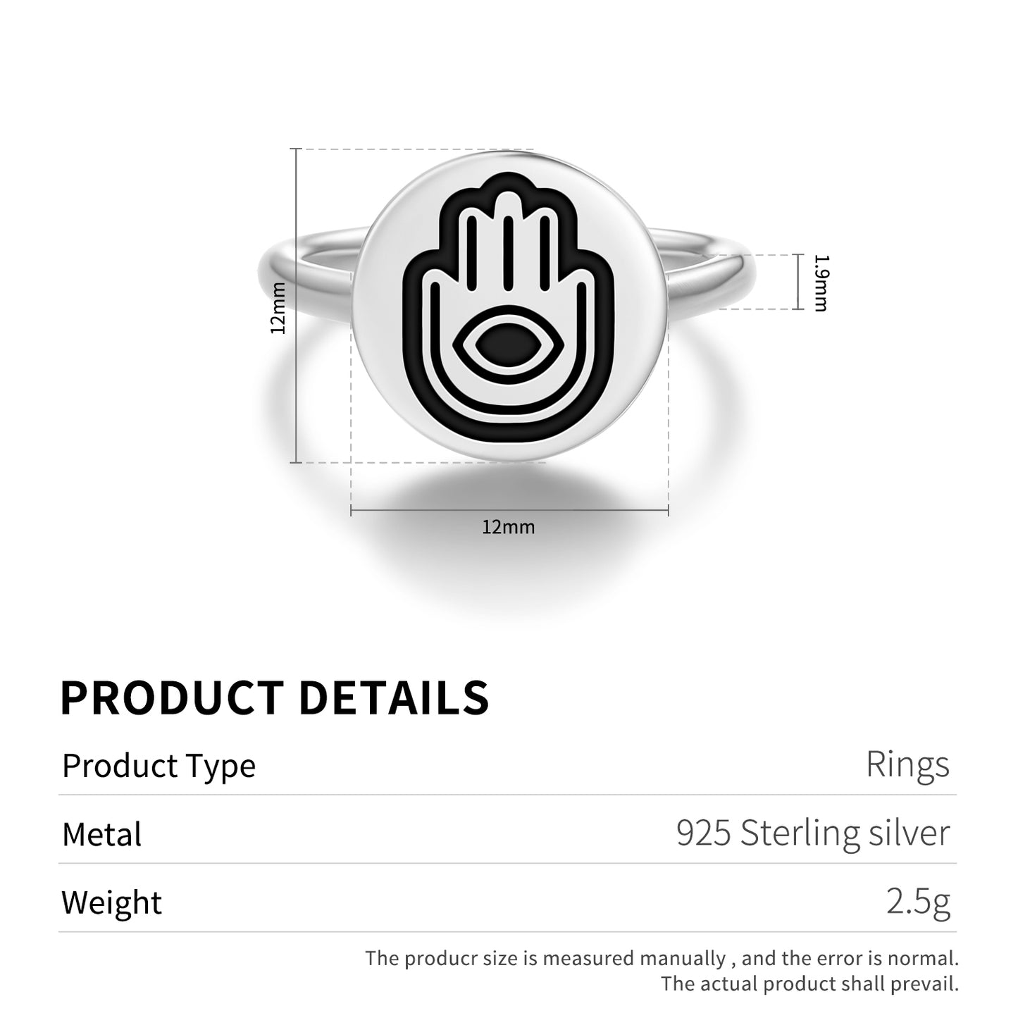 Hamsa hand Islam Symbols Adjustable Open Ring