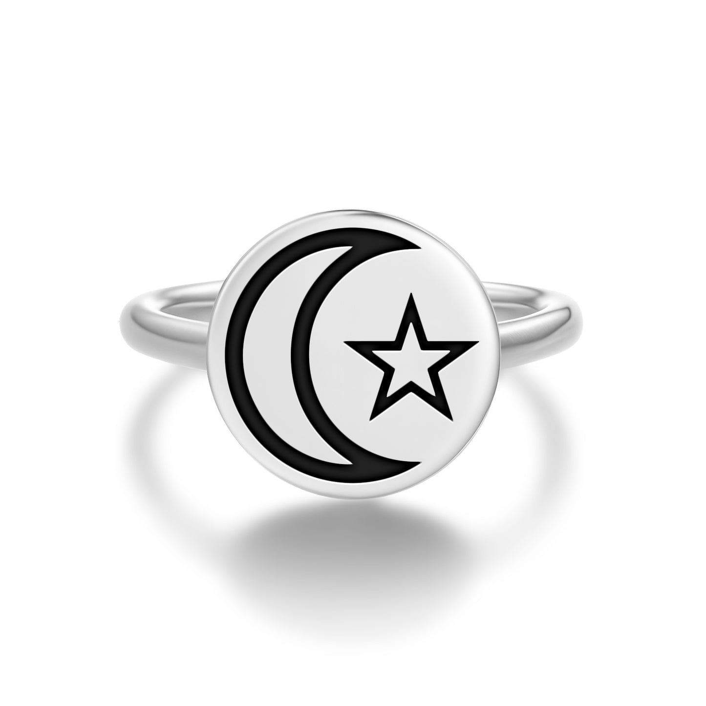 Star and crescent Islam Symbols Adjustable Open Ring
