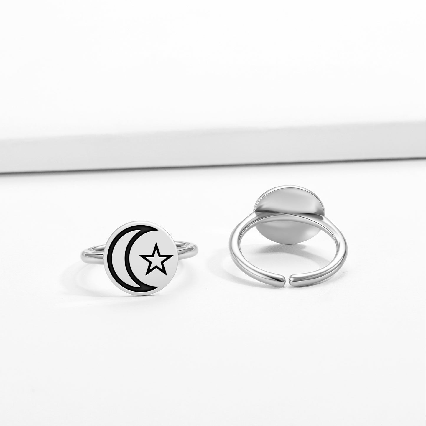 Star and crescent Islam Symbols Adjustable Open Ring