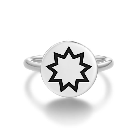 Bahai star Islam Symbols Adjustable Open Ring