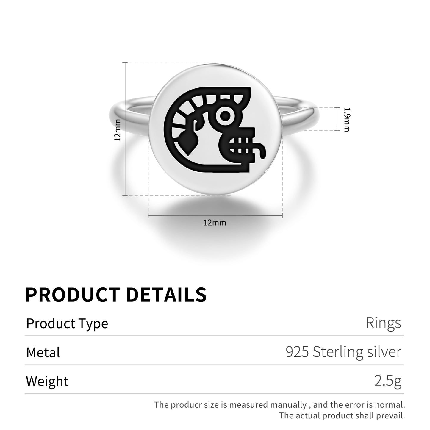 Ozomahtli Aztec Symbols Adjustable Open Ring