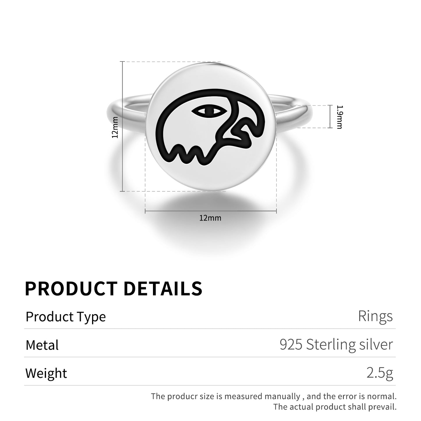 Cuauhtli Aztec Symbols Adjustable Open Ring