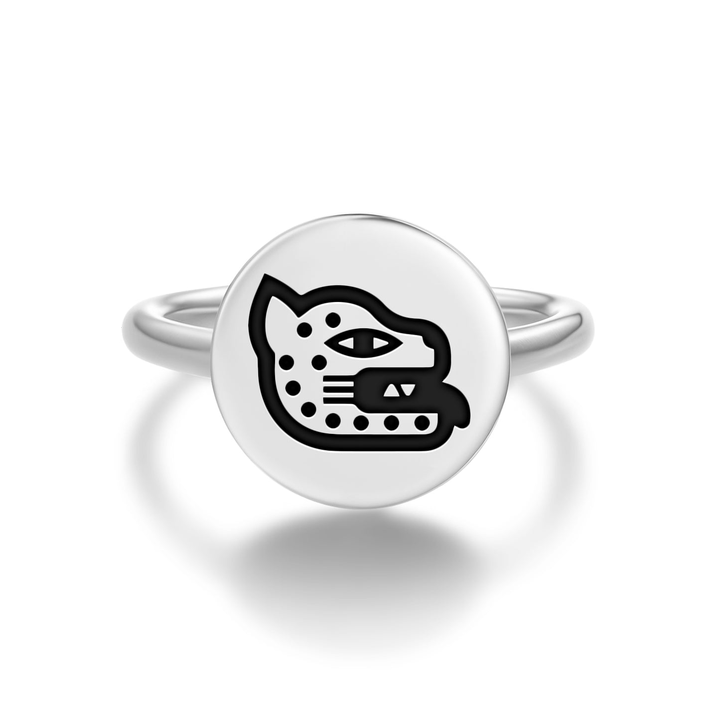Ocelotl Aztec Symbols Adjustable Open Ring