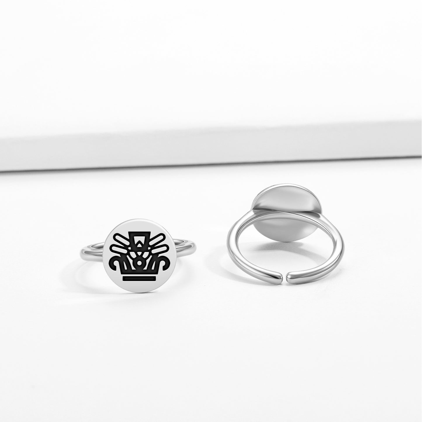 Acatl Aztec Symbols Adjustable Open Ring