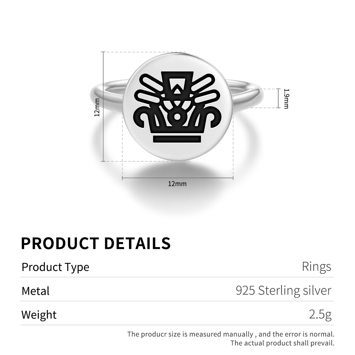 Acatl Aztec Symbols Adjustable Open Ring