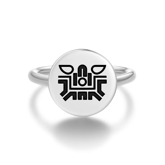 Atl Aztec Symbols Adjustable Open Ring