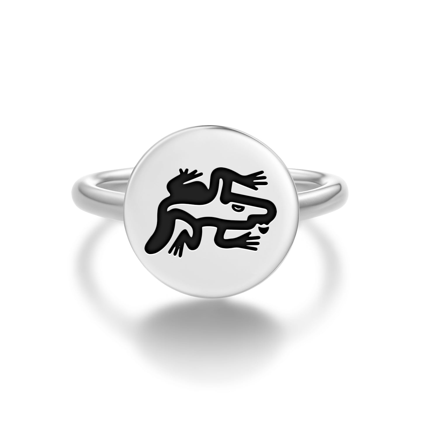 Cuetzpalin Aztec Symbols Adjustable Open Ring