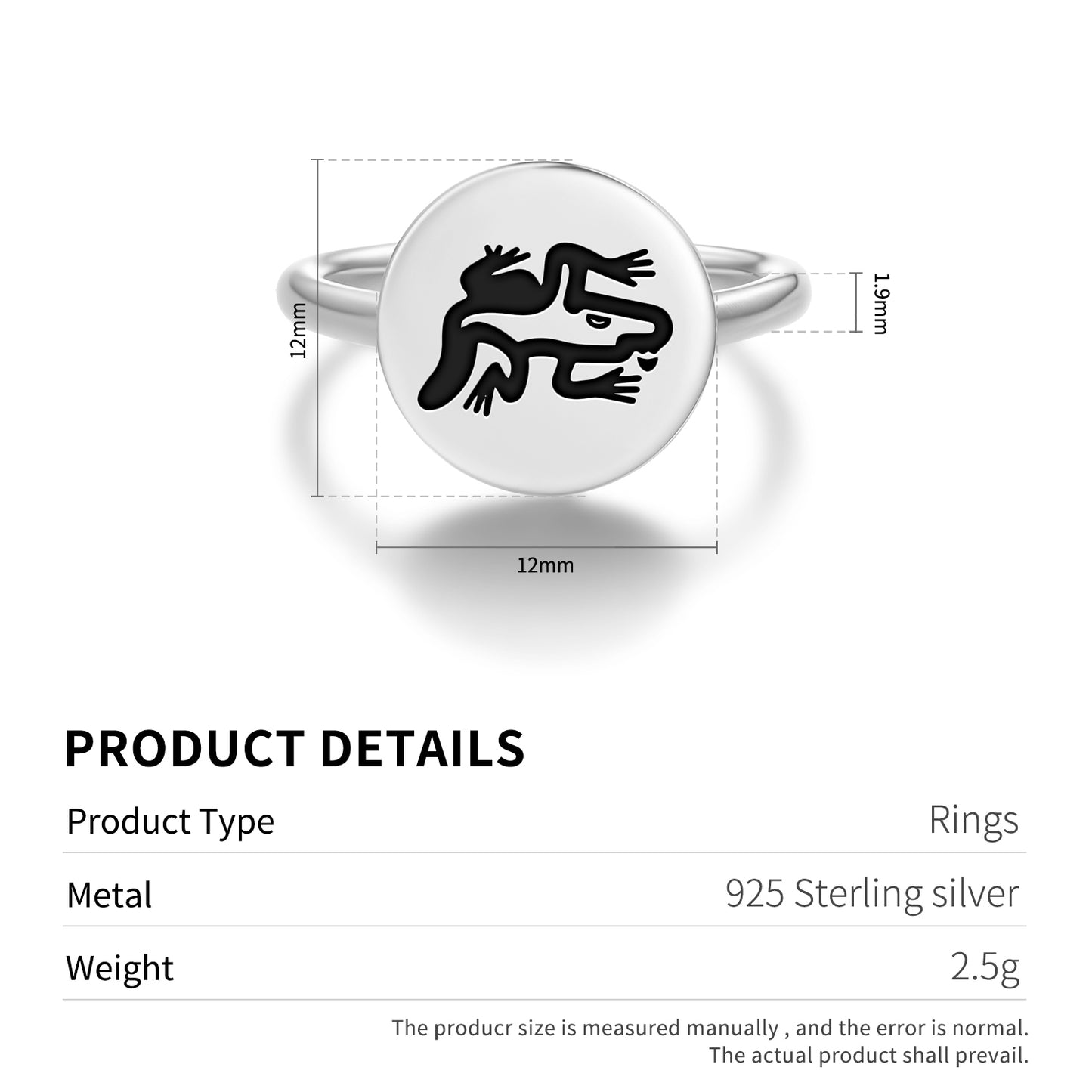 Cuetzpalin Aztec Symbols Adjustable Open Ring
