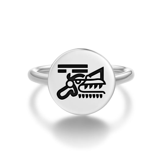Ehecatl Aztec Symbols Adjustable Open Ring