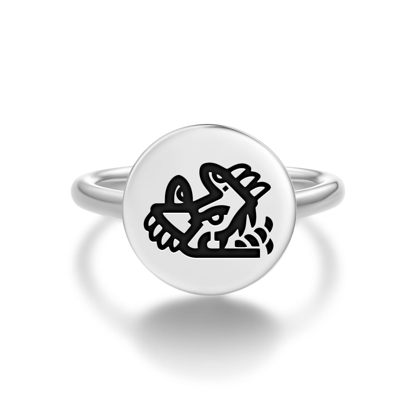 Cipactli Aztec Symbols Adjustable Open Ring