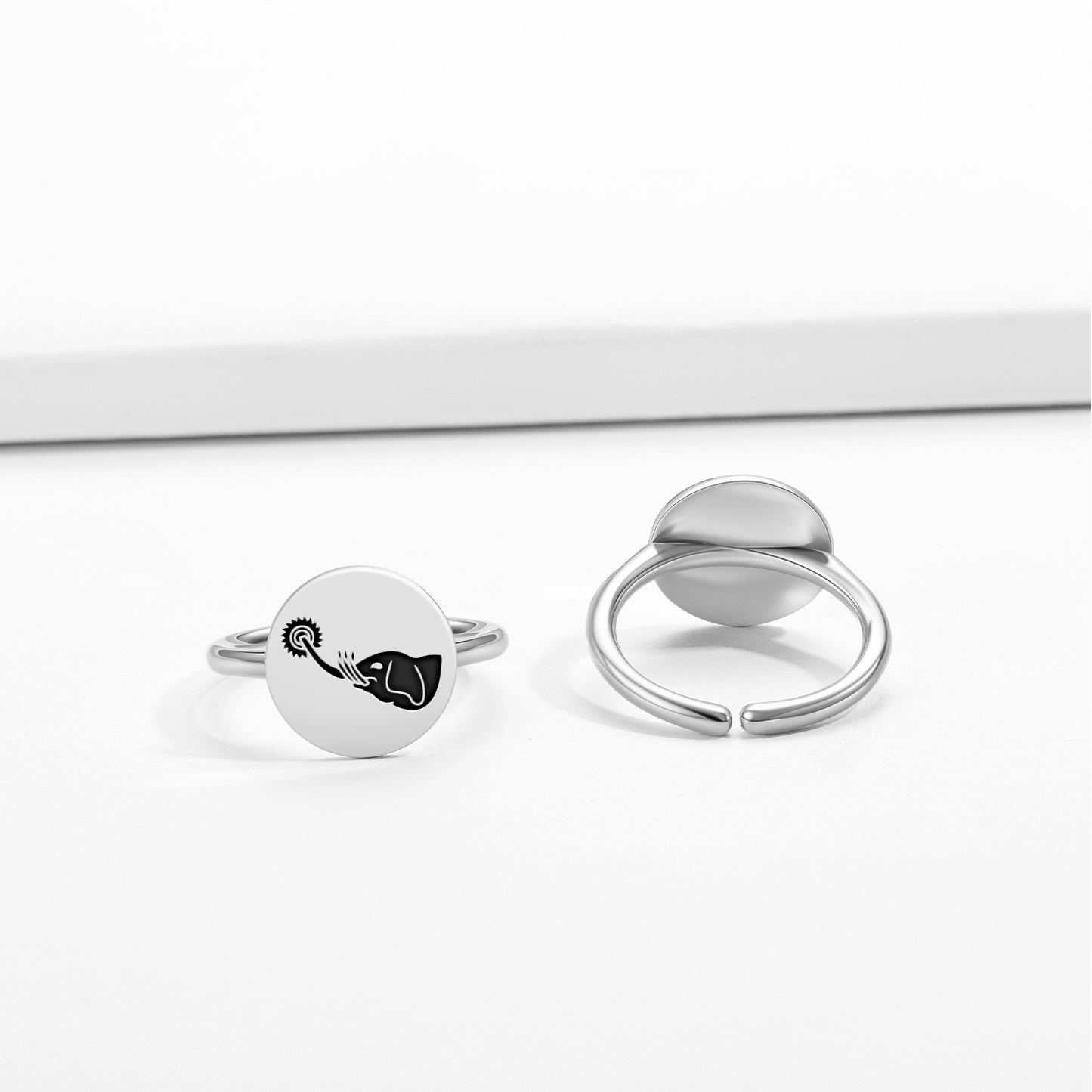 Airavarta – Six tusked Elephant Buddhist Symbols Adjustable Open Ring