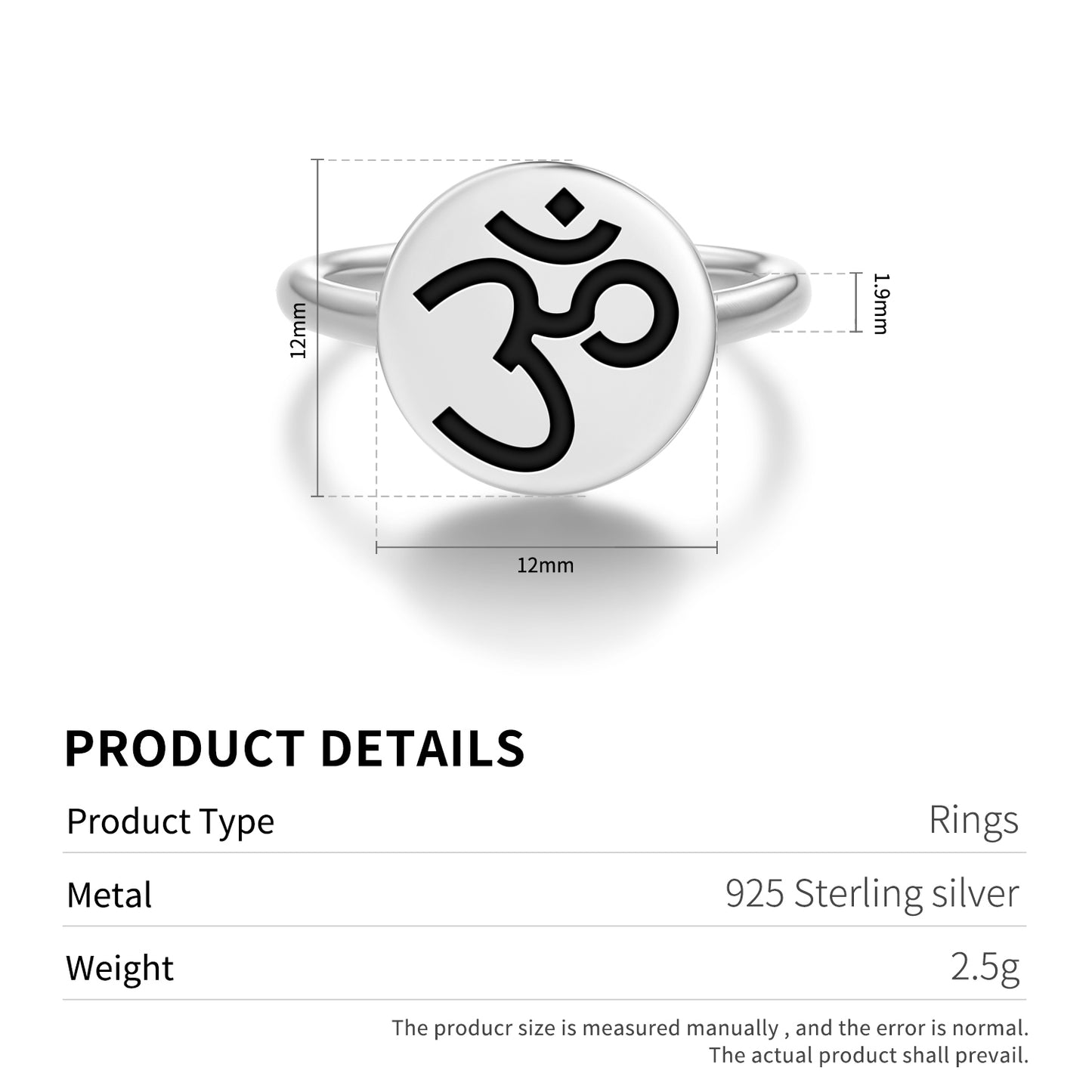 Om Buddhist Symbols Adjustable Open Ring