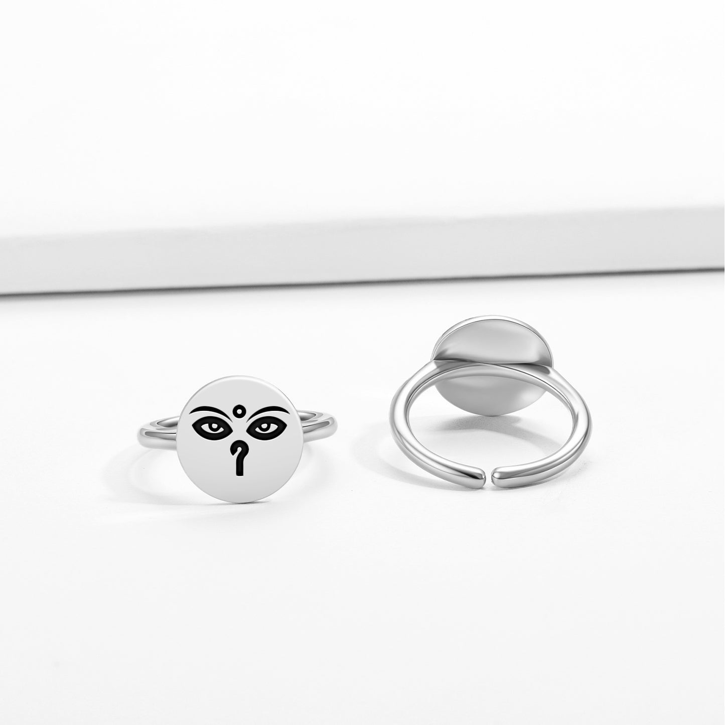 Buddha Eyes Buddhist Symbols Adjustable Open Ring