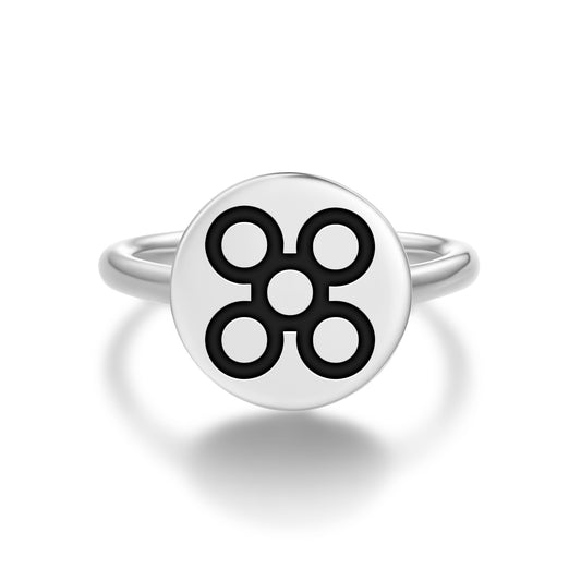 Mpuannum Adinkra Symbols Adjustable Open Ring