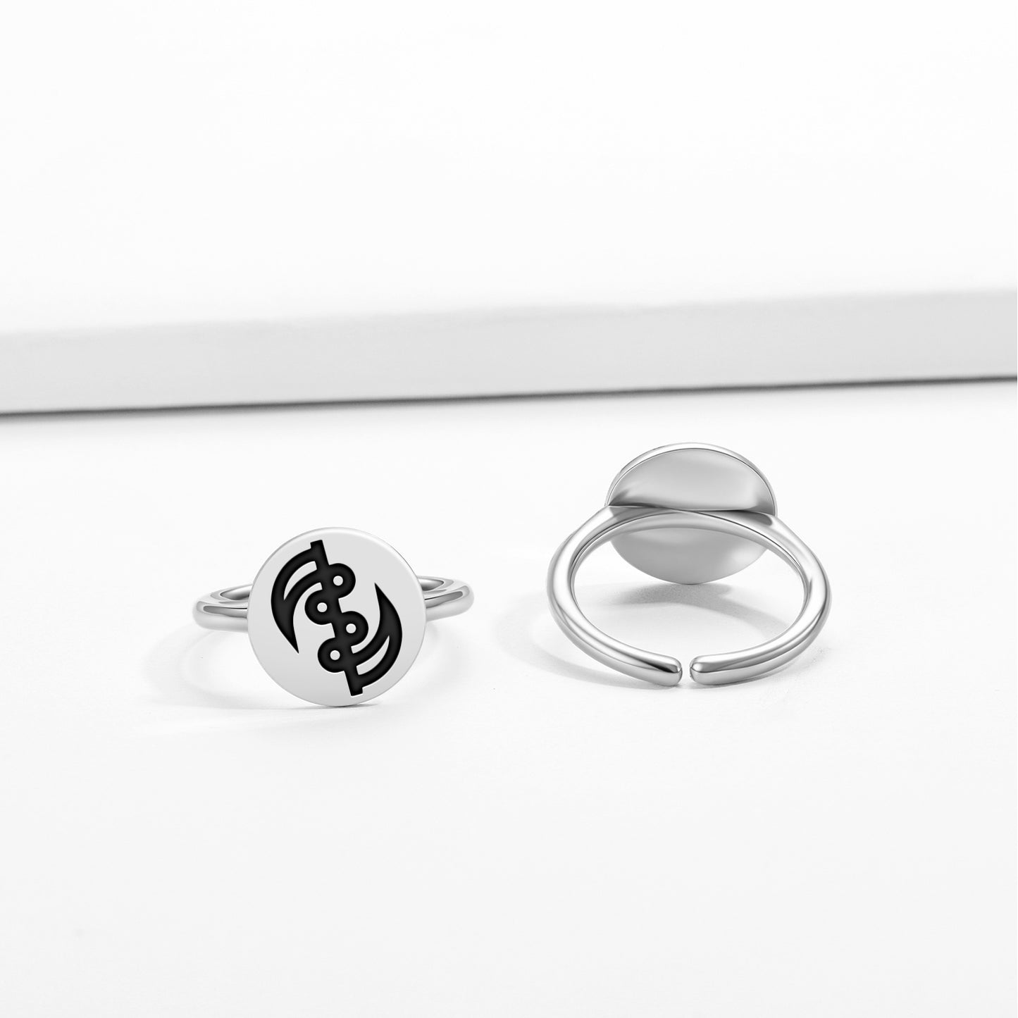 Gye Nyame Adinkra Symbols Adjustable Open Ring