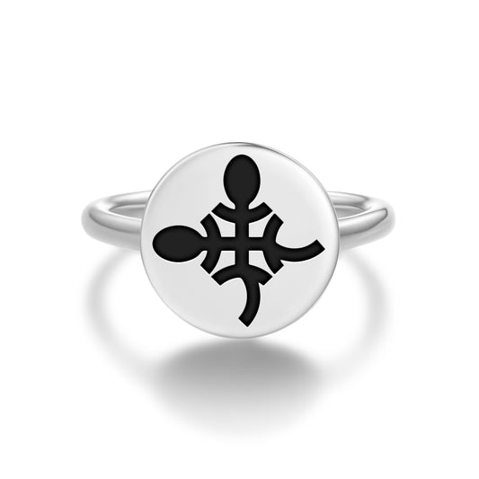 Funtumfunafu Denkyemfunafu Adinkra Symbols Adjustable Open Ring