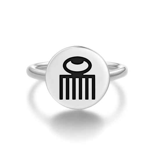 Duafe Adinkra Symbols Adjustable Open Ring