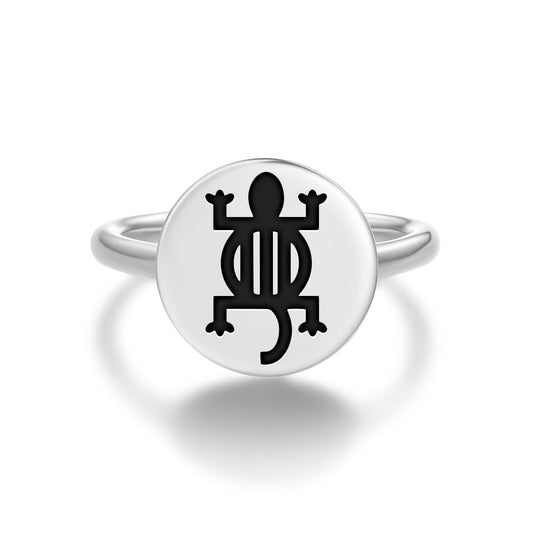 Denkyem Adinkra Symbols Adjustable Open Ring