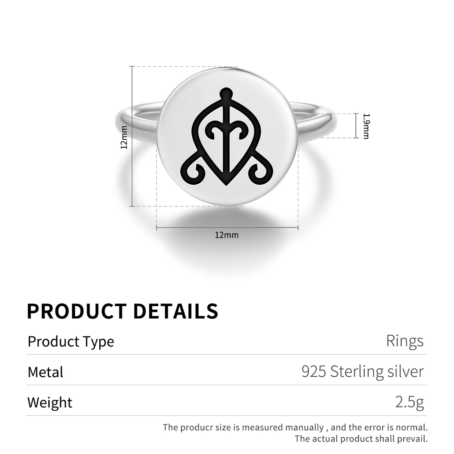 Odo Nyera Fie Kwan Adinkra Symbols Adjustable Open Ring