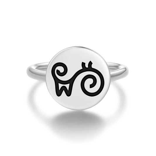 Ahoden Adinkra Symbols Adjustable Open Ring