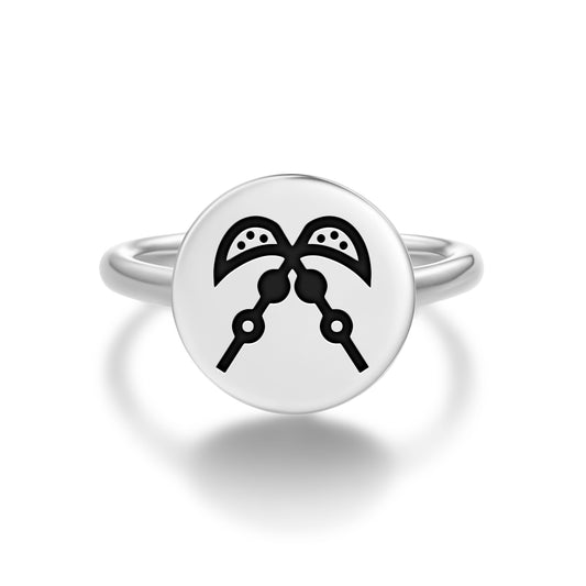 Akofena Adinkra Symbols Adjustable Open Ring