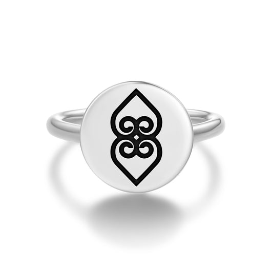 Asase Ye Duru Adinkra Symbols Adjustable Open Ring