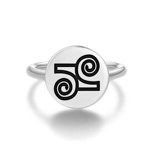 Gyawu Atiko Adinkra Symbols Adjustable Open Ring