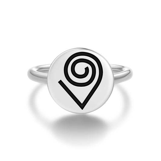 Kokuromotie Adinkra Symbols Adjustable Open Ring