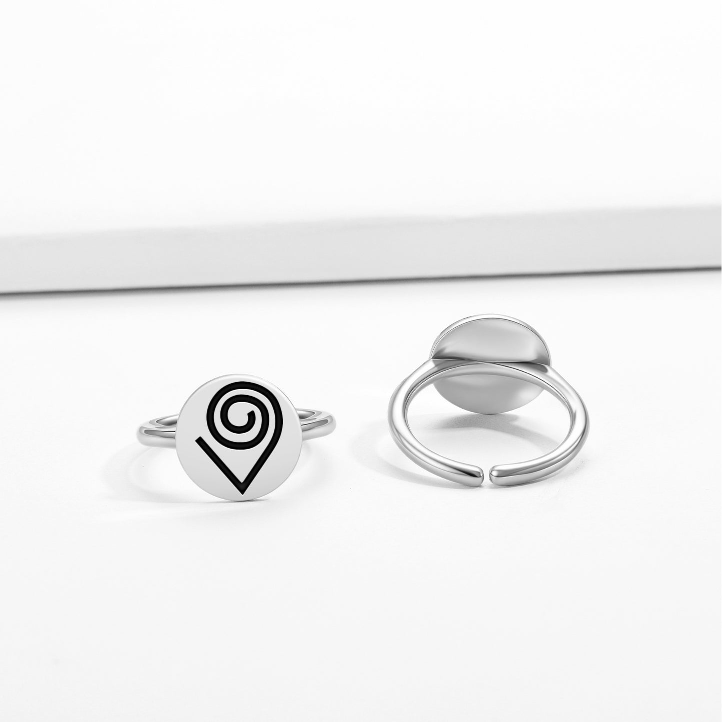 Kokuromotie Adinkra Symbols Adjustable Open Ring