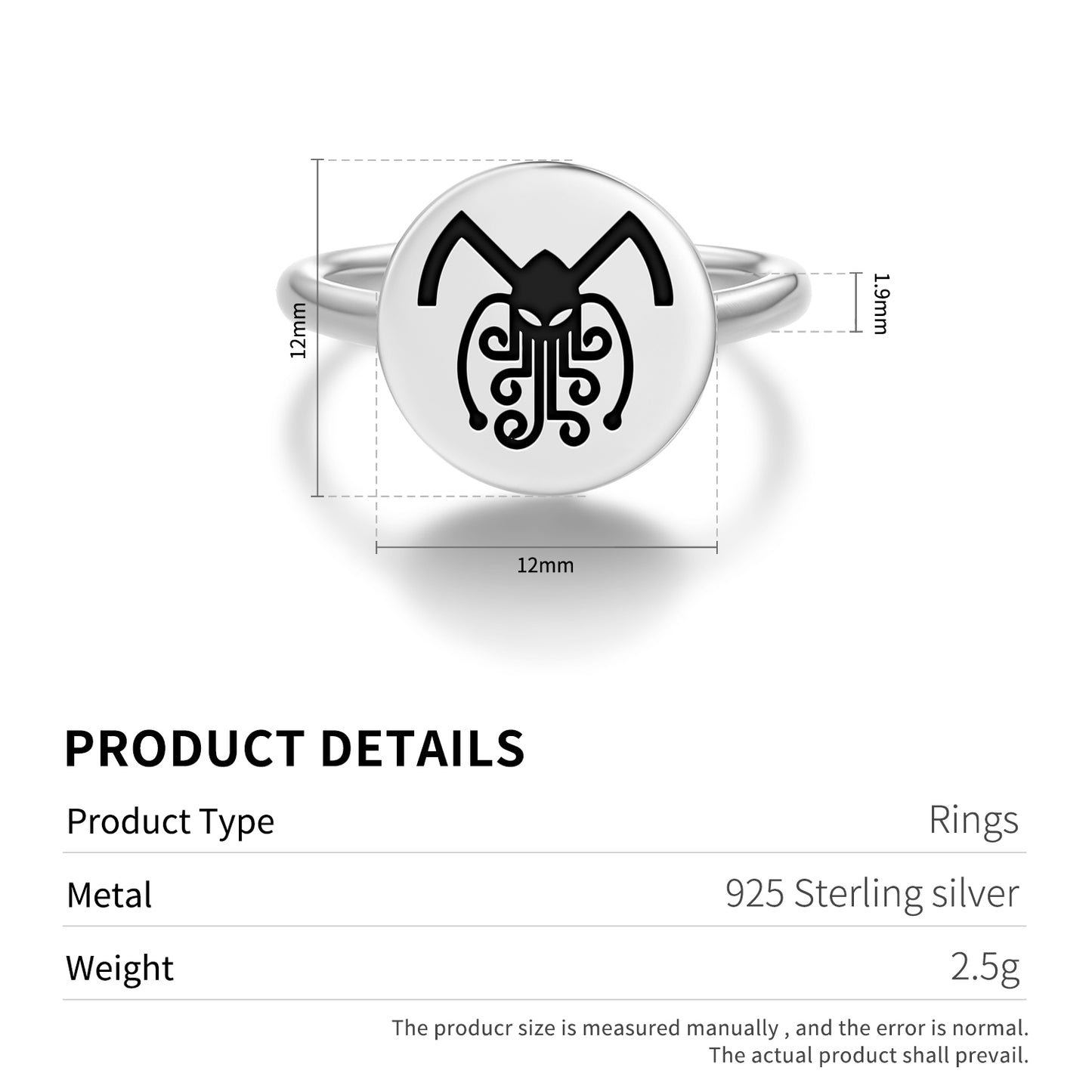 Cthulhu Lovecraft Symbols Adjustable Open Ring