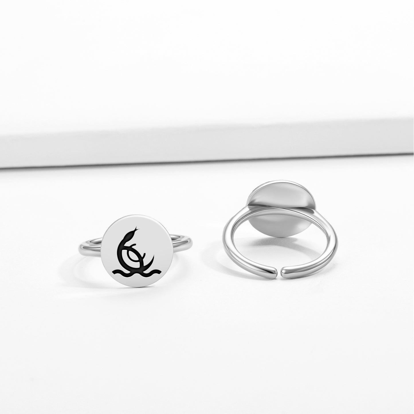 Bokrug Lovecraft Symbols Adjustable Open Ring