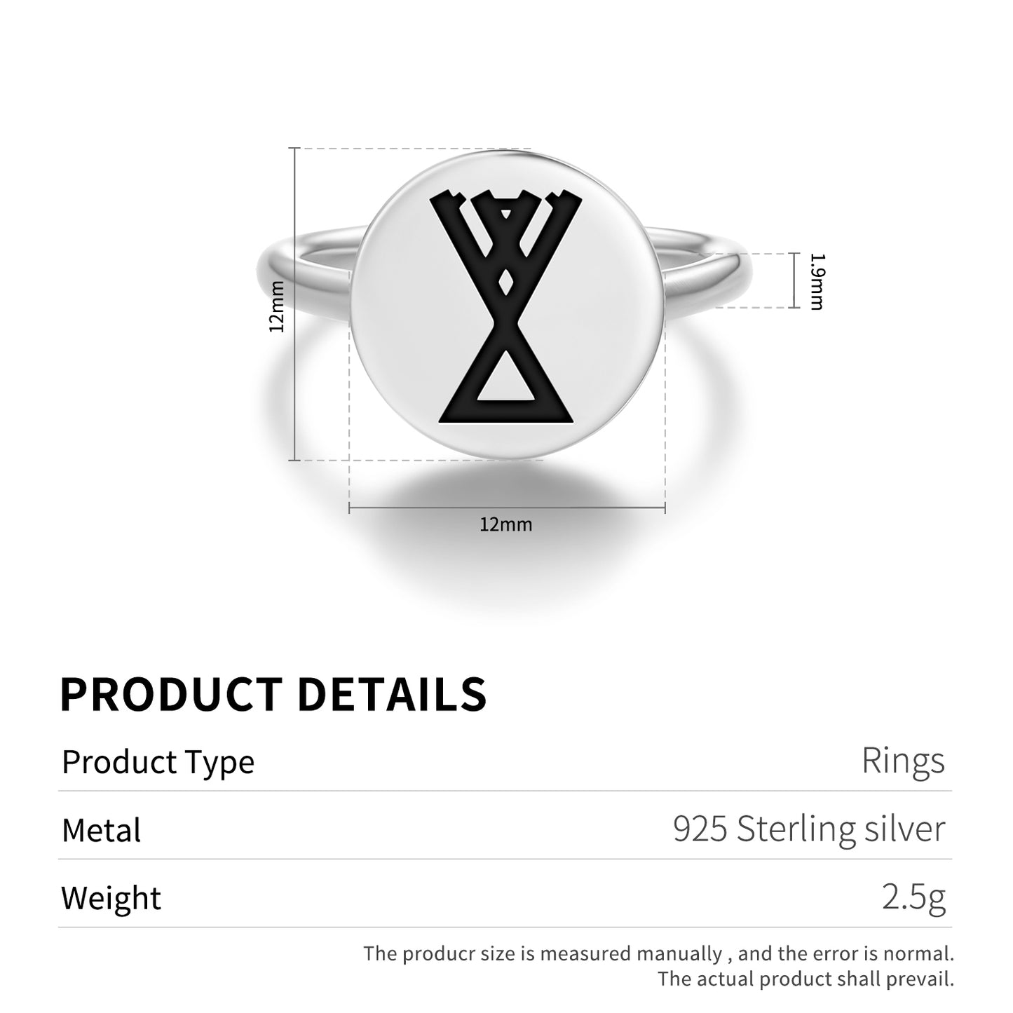 Zhiva Slavic Symbols Adjustable Open Ring