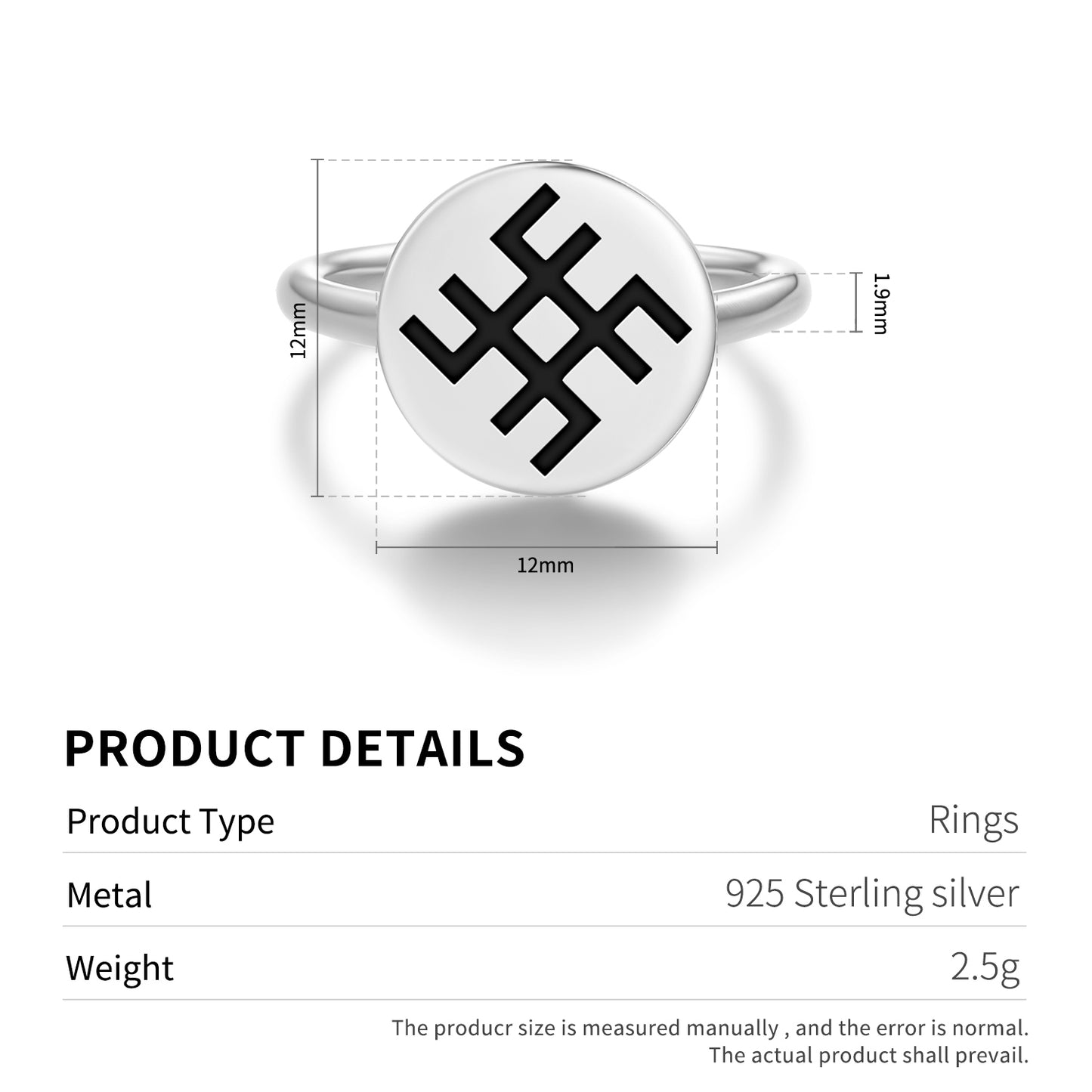 Svarog Slavic Symbols Adjustable Open Ring