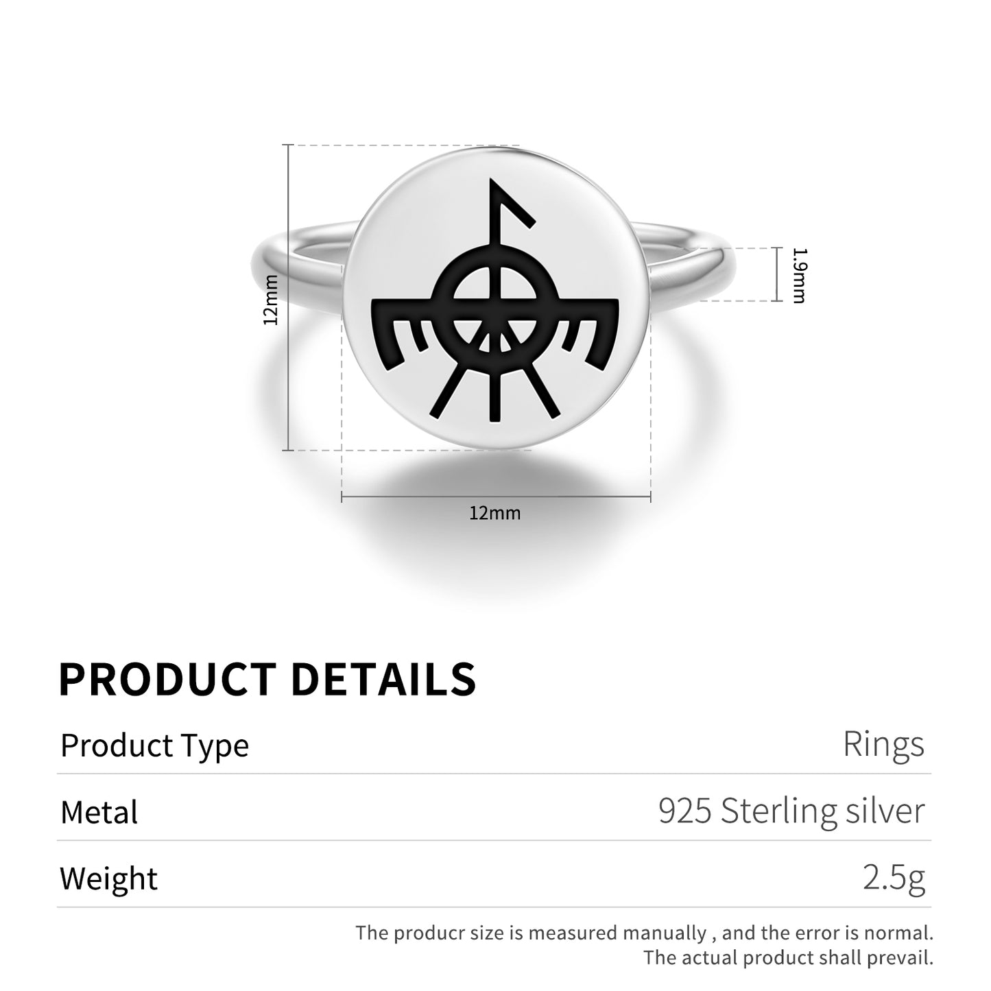 Raróg Slavic Symbols Adjustable Open Ring