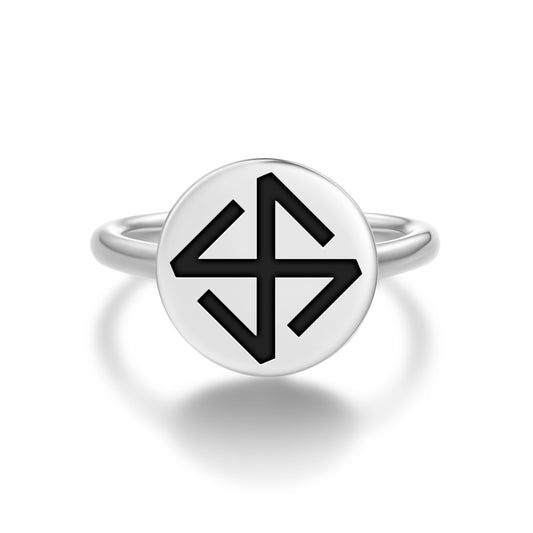 Hors Slavic Symbols Adjustable Open Ring