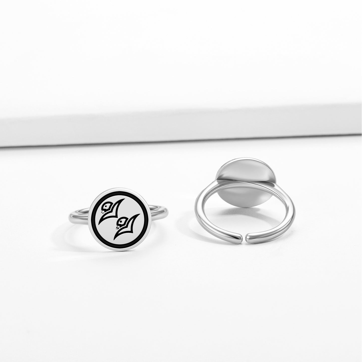 Shibata Katsuie Japanese Symbols Adjustable Open Ring